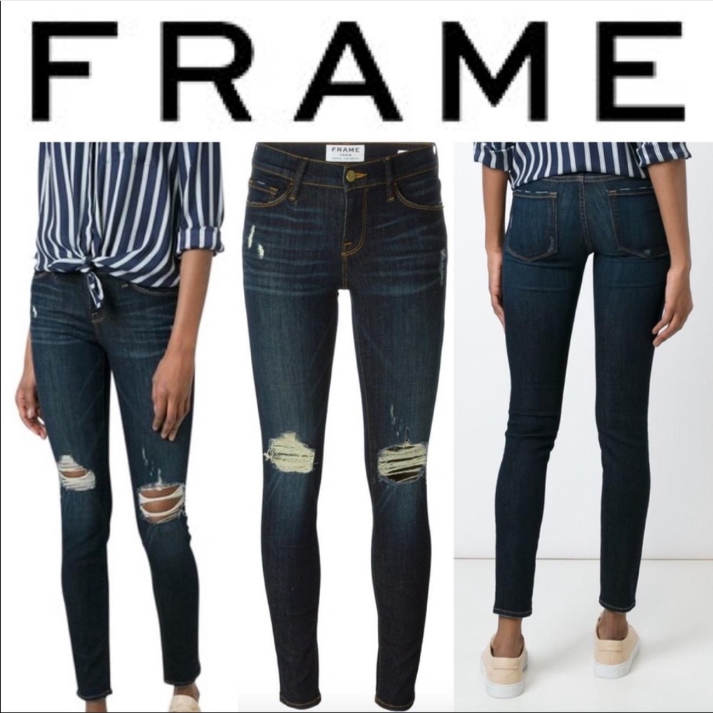 Frame Denim Le Skinny De Jeanne Walgrove Medium wash Jeans 25 Distressed